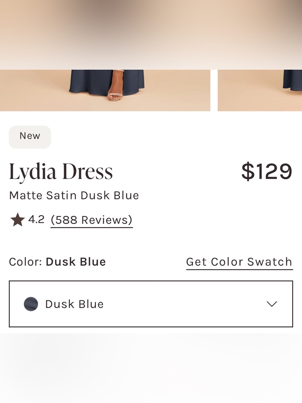 Matte Satin Dusk Blue Birdie Grey Bridesmaid Lydia Dress
